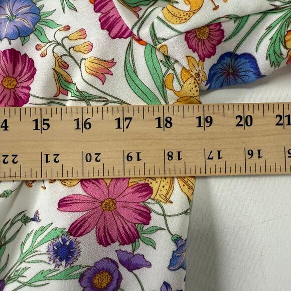 Milk & Honey Floral Blazer Women's M Open Front Jacket Ruched Sleeves - Picture 7 of 8